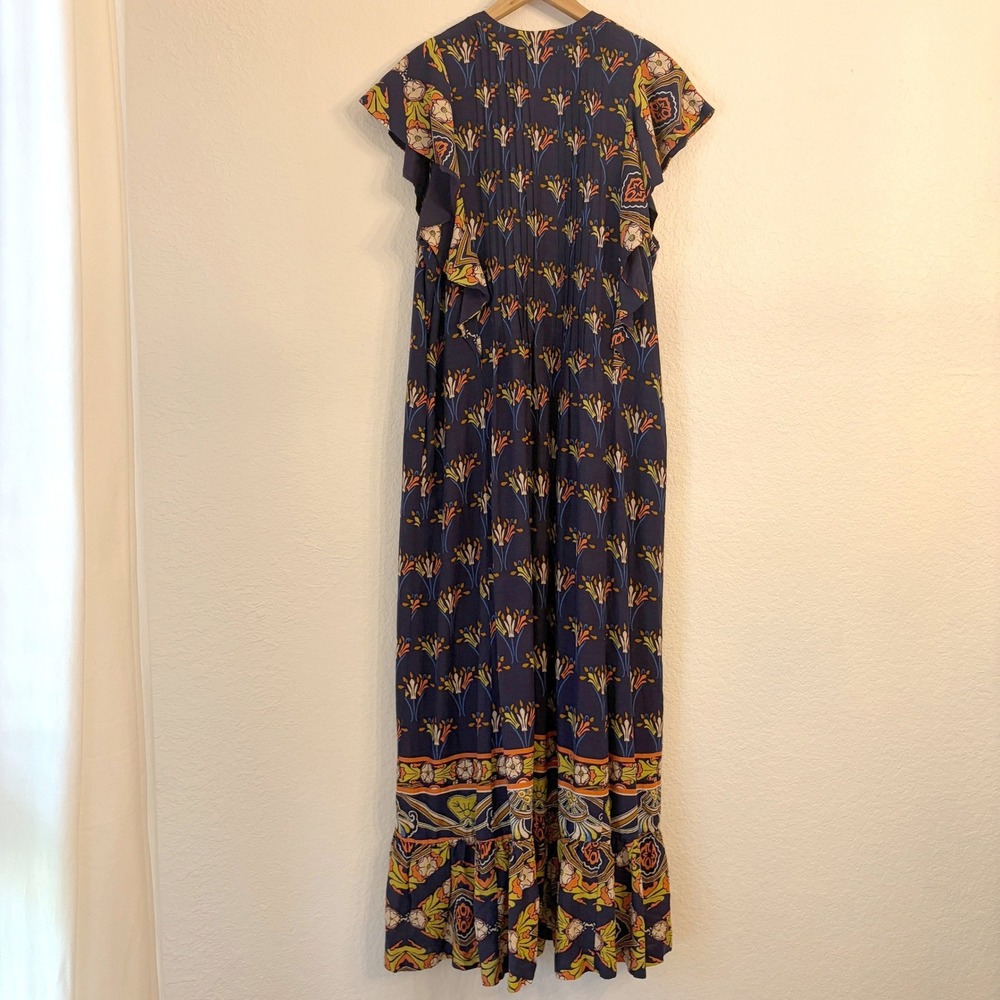 Anthropologie Maeve Cassandra Maxi Dress 1X Boho Pintuck Flutter Sleeve Floral - Picture 10 of 15